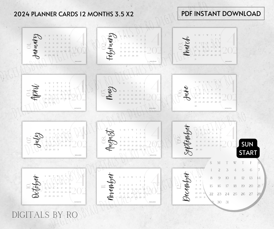 Gray 2024 Planner Cards Full Year Sun And Mon Start Digitals By Ro   23 8daa98f6 919e 4d14 9109 Ac40b5d24770 